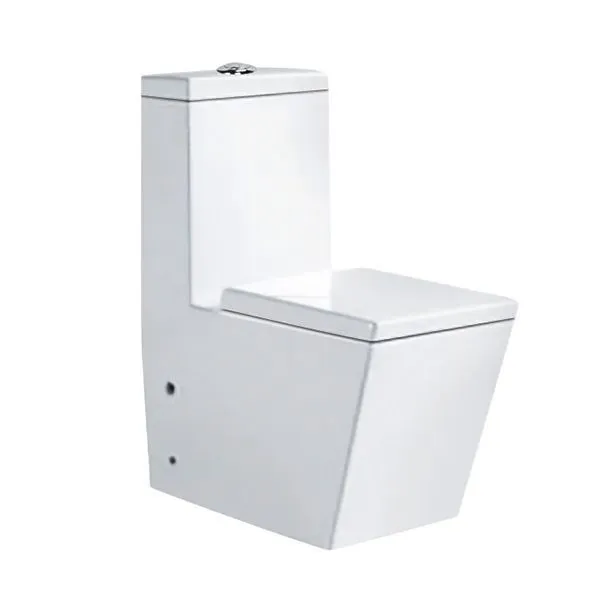 GOLDEN DRAGON BATHROOM TOILET STRAIGHT FLUSH TOILET ; ONE - PIECE TOILET (25CM)- S-TRAP, WHITE COLOR WITH UF HYDRAULIC SEAT COVER - GD2203-2 - MATERIAL: CERAMIC - GOLDEN DRAGON WC