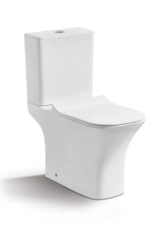 GOLDEN DRAGON BATHROOM TOILET STRAIGHT FLUSH TOILET ; TWO - PIECE TOILET (25CM)- S-TRAP, WHITE COLOR WITH PP HYDRAULIC SEAT COVER - GD2205-PT5 - MATERIAL: CERAMIC - GOLDEN DRAGON WC