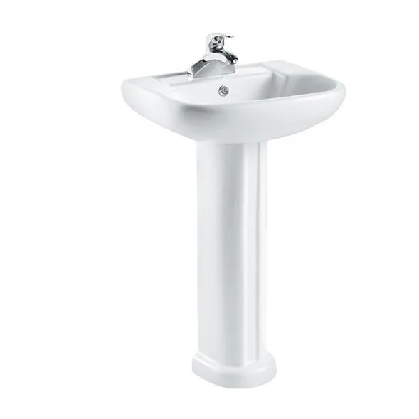 GOLDEN DRAGON BATHROOM WASH BASIN WITH PEDESTAL - GD3014 CERAMIC GOLDEN DRAGON WASH BASIN WITH PEDESTAL, SIZE: 520x420x800mm, WHITE COLOR.