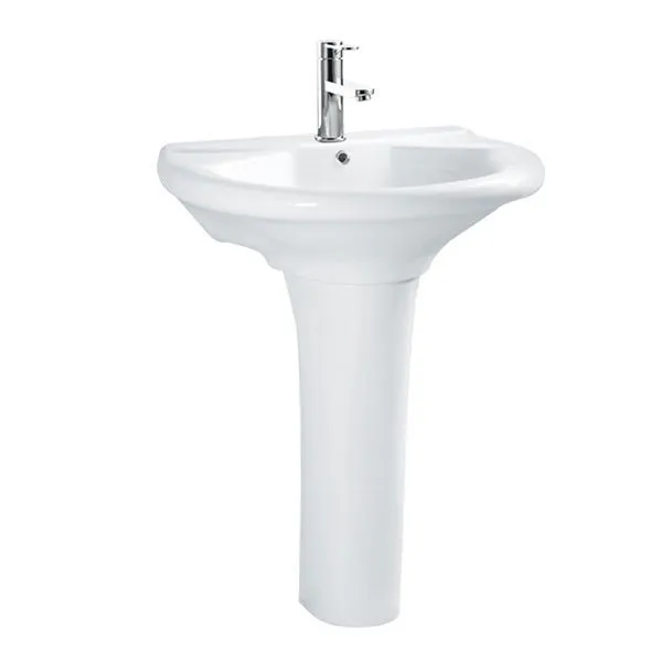 GOLDEN DRAGON BATHROOM WASH BASIN WITH PEDESTAL - GD3016 CERAMIC GOLDEN DRAGON WASH BASIN WITH PEDESTAL, SIZE: 680x530x850mm, WHITE COLOR.