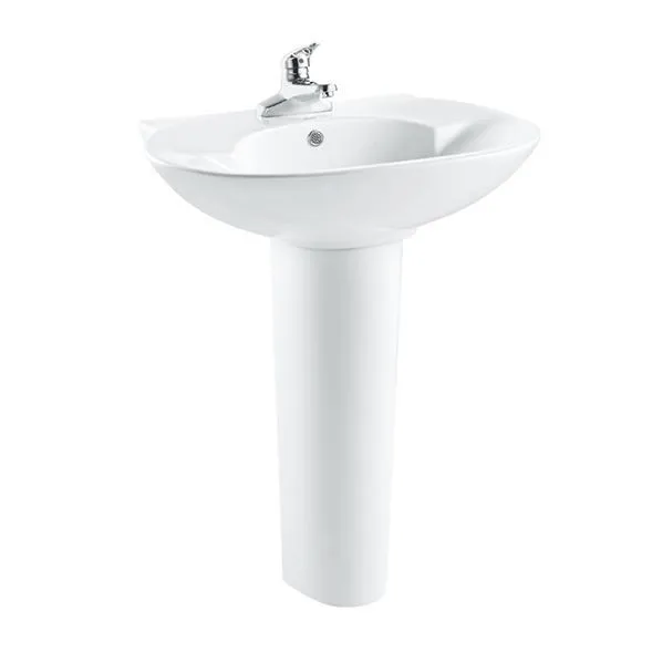 GOLDEN DRAGON BATHROOM WASH BASIN WITH PEDESTAL - GD3029 CERAMIC GOLDEN DRAGON WASH BASIN WITH PEDESTAL, SIZE: 690x500x820mm, WHITE COLOR.