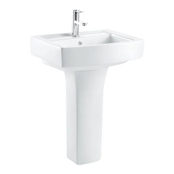 GOLDEN DRAGON BATHROOM WASH BASIN WITH PEDESTAL - GD3044C CERAMIC GOLDEN DRAGON WASH BASIN WITH PEDESTAL, SIZE: 60 x 47 x 84 cm, WHITE COLOR.