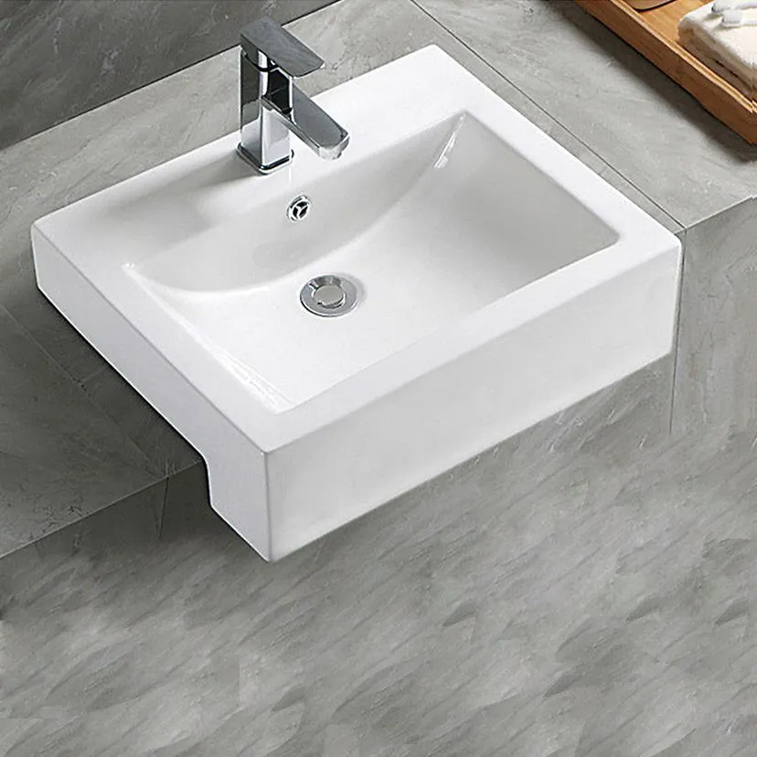 GOLDEN DRAGON BATHROOM SEMI-COUNTER MOUNTING WASH BASIN - GD8207A CERAMIC GOLDEN DRAGON ART WASH BASIN, WHITE COLOR. SIZE: 520x420x170mm.