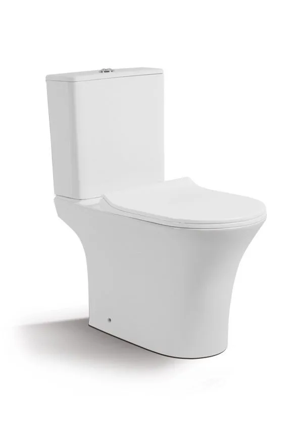 GOLDEN DRAGON BATHROOM TOILET STRAIGHT FLUSH TOILET ; TWO - PIECE TOILET (25CM)- S-TRAP, WHITE COLOR WITH PP HYDRAULIC SEAT COVER - GDGD2206-PT6 - MATERIAL: CERAMIC - GOLDEN DRAGON WC