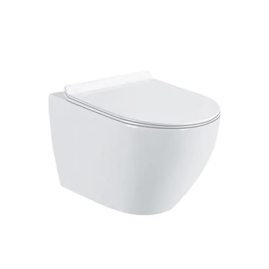 GOLDEN DRAGON BATHROOM WALL HUNG TOILET;(18CM)- P-TRAP, WHITE COLOR WITH UF HYDRAULIC SEAT COVER - VICTORIA - MATERIAL: CERAMIC - GOLDEN DRAGON WC