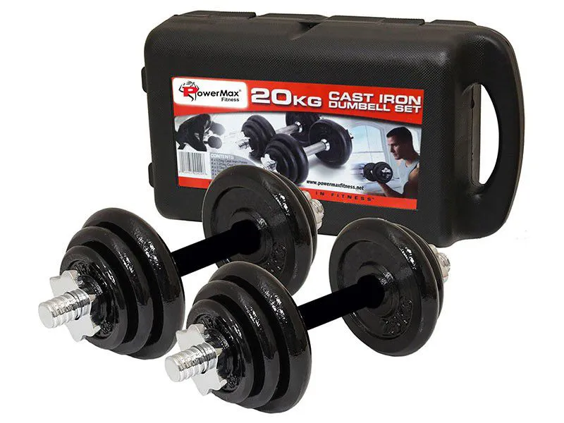 PowerMax Fitness PDS-20KG Dumbbell Set with Non-Slip Grip for Home Use