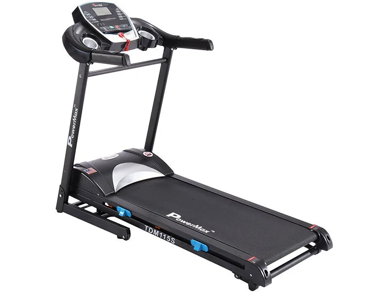 PowerMax Fitness TDM-115S (2.0HP), Semi-Auto Lubrication, Motorized Treadmill for Home Fitness with BMI