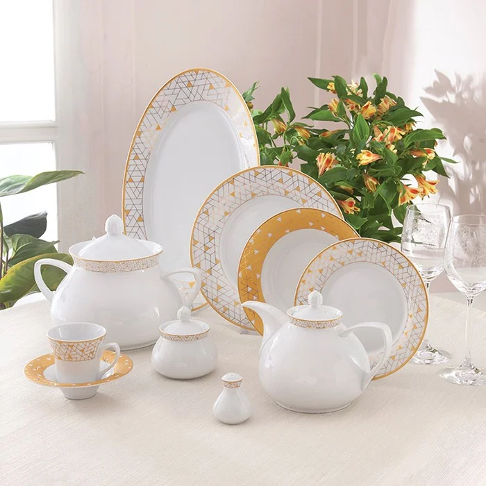 Dinner Set 108 Pieces-Design Geometrical Au