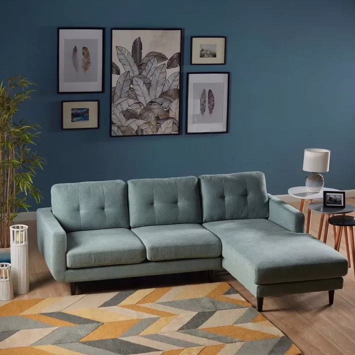 Sea And Sky 3 Seater Blue L Shape Corner Sofa