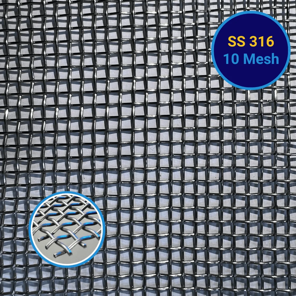 YKM SS316 Steel Wire Mesh 10 Mesh 0.80mmx1.5mx30m