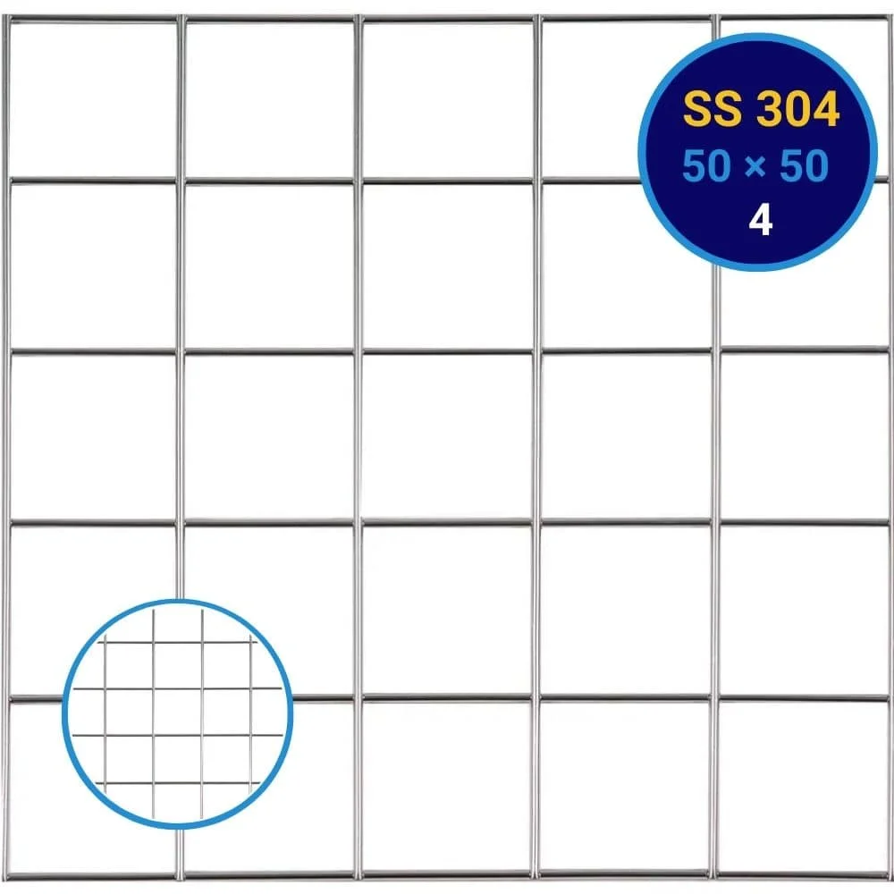 YKM SS 304 Stainless Steel Welded Mesh 4mmx1.2mx2.4m