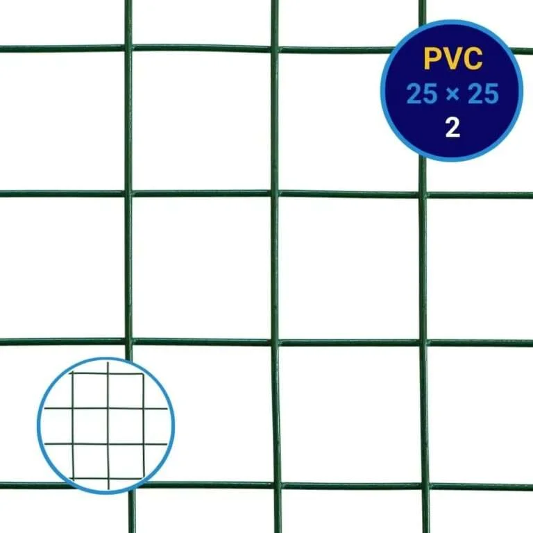 YKM Green PVC Welded Fence 25mm 1.2x25m