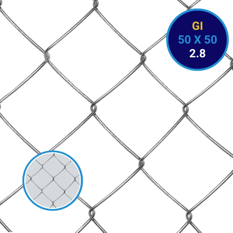 YKM Hot Dipped GI Chain Link Fence 50mmx50mm Opening 2.8mm Thickness