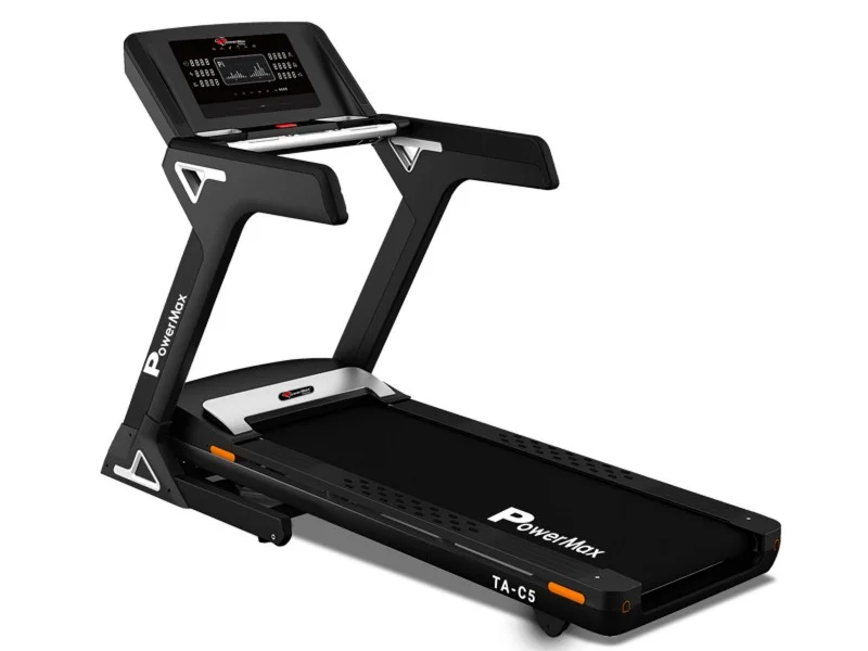 PowerMax Fitness Premium Commercial (4.0HP) AC Motorized, Foldable Treadmill with 18.5-Inch LED Display Step-count Function Running Machine for Max Pro-Workout and Fitness