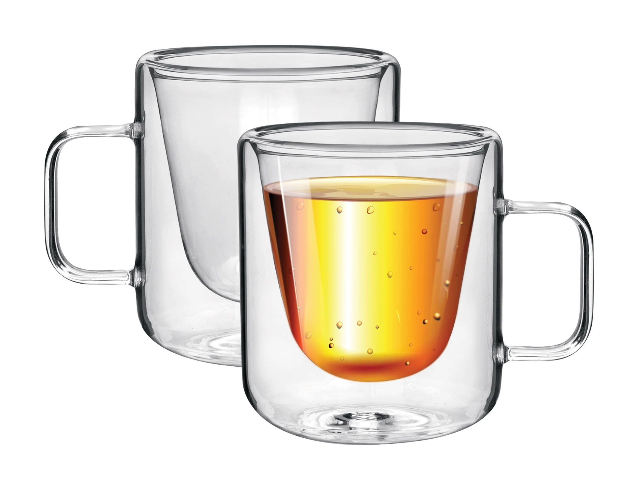 Double Wall Mug Set, 250ml Borosilicate Glass Cup, RF10528, 2pcs Clear  Glass Coffee Cups