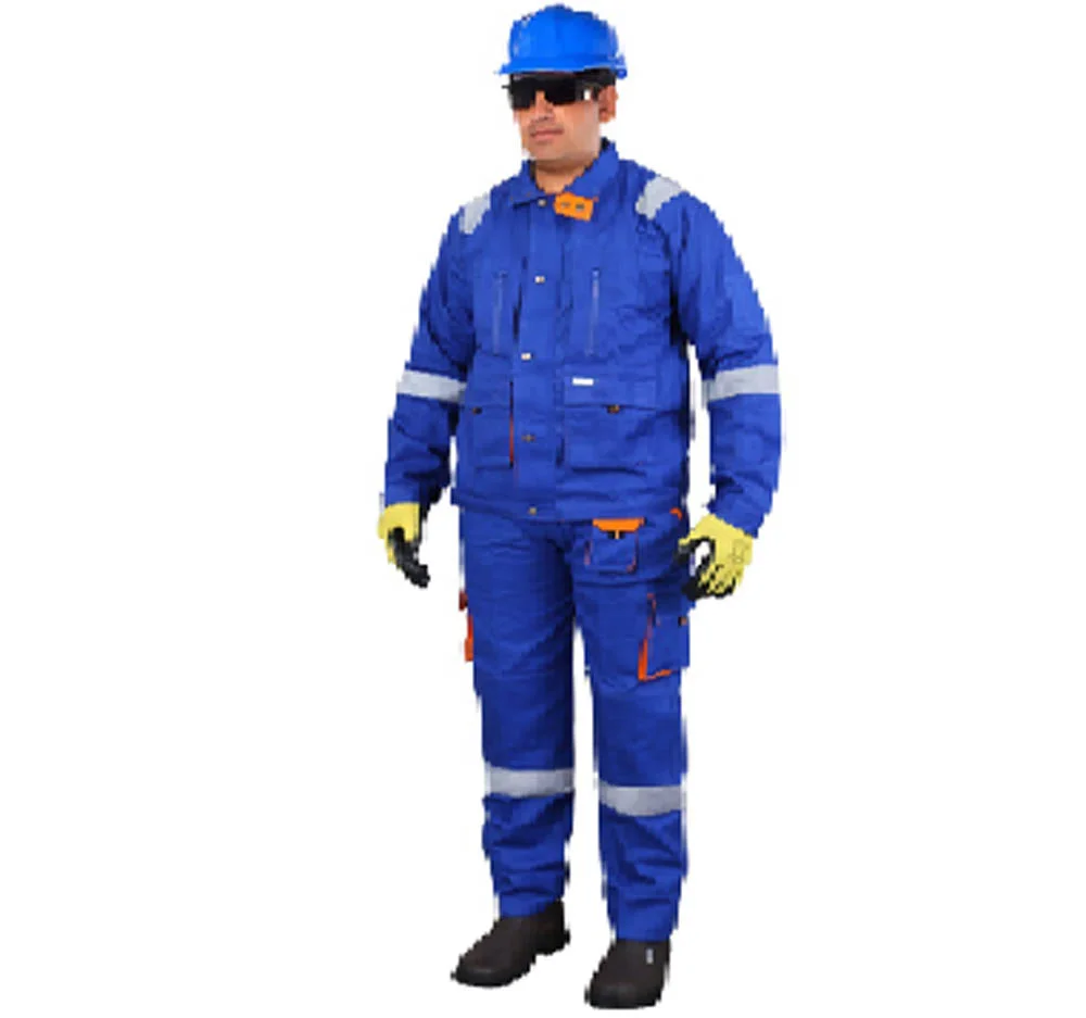 100% COTTON PANT & SHIRT WITH REFLECTIVES - EUROPEAN STYLE - 260 GSM VFU LARGE ROYAL BLUE