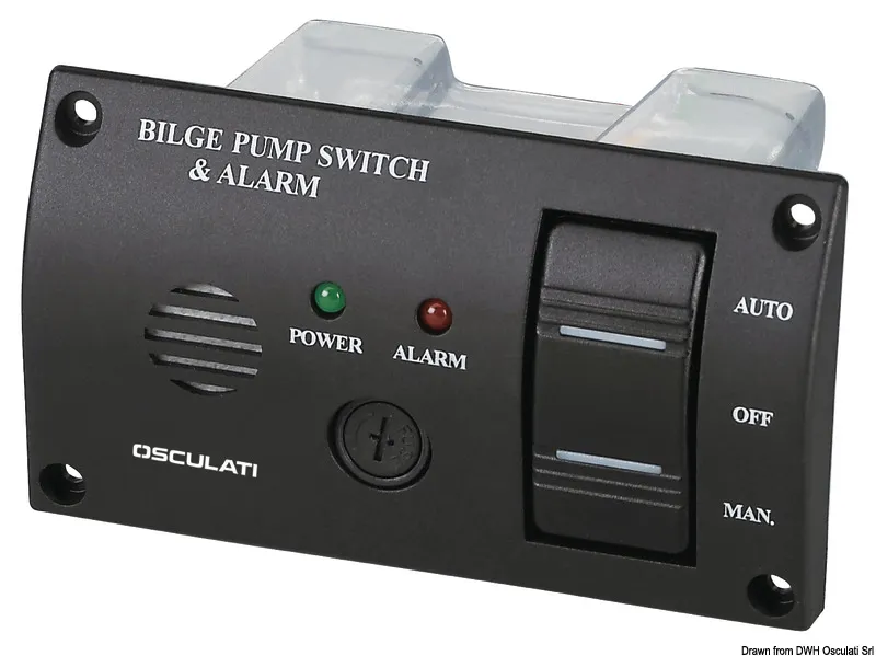 Panel switch wIth audible alarm for bilge pumps