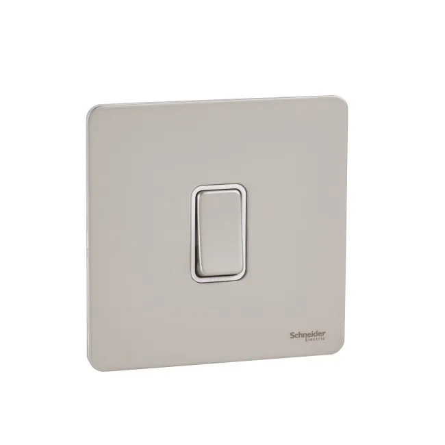 Schneider Electric Ultimate Screwless flat plate plate switch 1 gang pearl nickel GU1414WPN