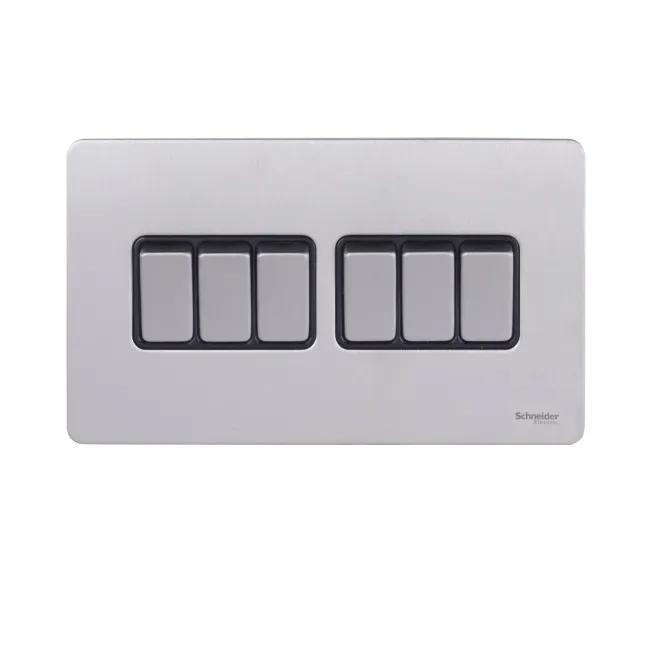 Schneider Electric Utimate Screwless Flat Plate 2way Plate switch 6 gangs stainless stl Bl GU1462BSS