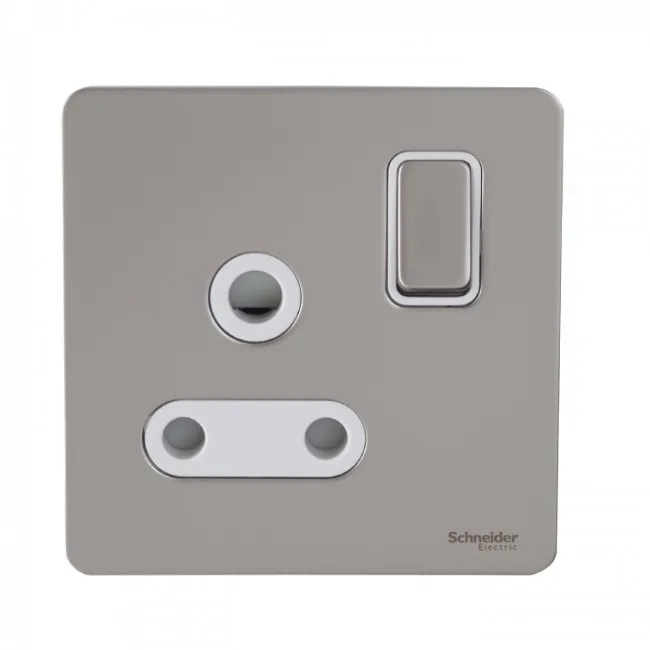 Schneider Electric Ultimate Screwless flat plate switched socket 1 gang pearl nickel switch socket GU3490WPN