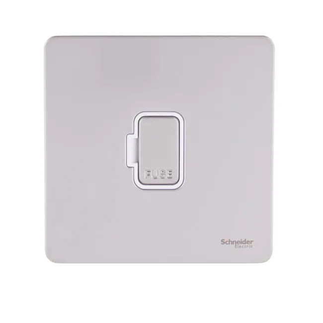 Schneider Electric Ultimate Screwless flat plate unswitched fused connection pearl nickel GU5400WPN