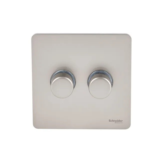 Schneider Electric Ultimate Screwless dimmer switch 100W/VA 2gang 2way LED pearl nickel GU6422LPN