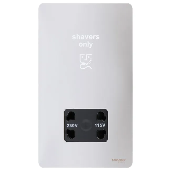 Schneider Electric Ultimate Screwless flat plate shaver socket chrome/white GU7490BPC