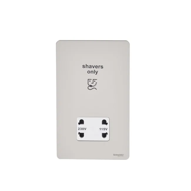 Schneider Electric Ultimate Screwless flat plate shaver socket pearl nickel/white GU7490WPN