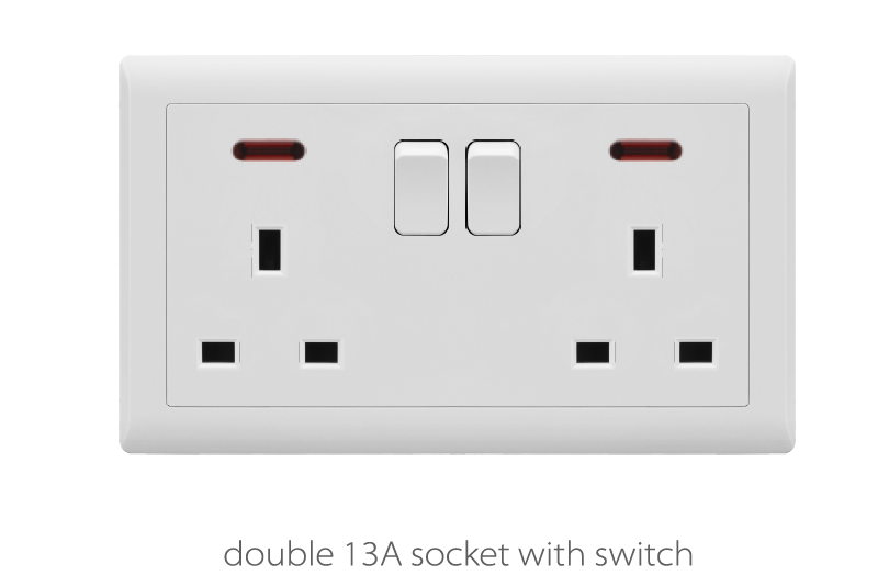 V1 Ivory V1-016 double 13A socket with switch