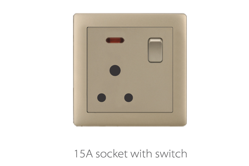 V1 Matte Golden V1-012 15A socket with switch