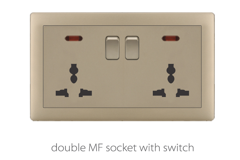 V1 Matte Golden V1-017 double MF socket with switch