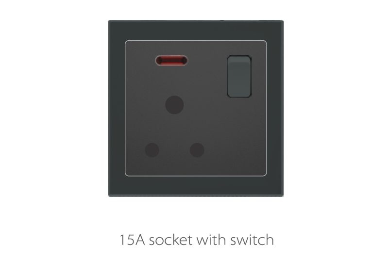 V1 Black V1-012 15A socket with switch