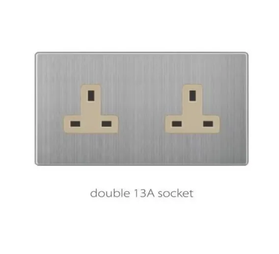 V3 golden stainless V3-018 double 13A socket