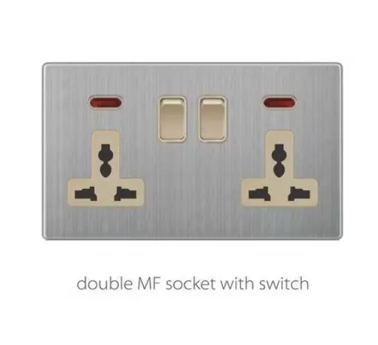 V3 golden stainless V3-020 double MF socket with switch