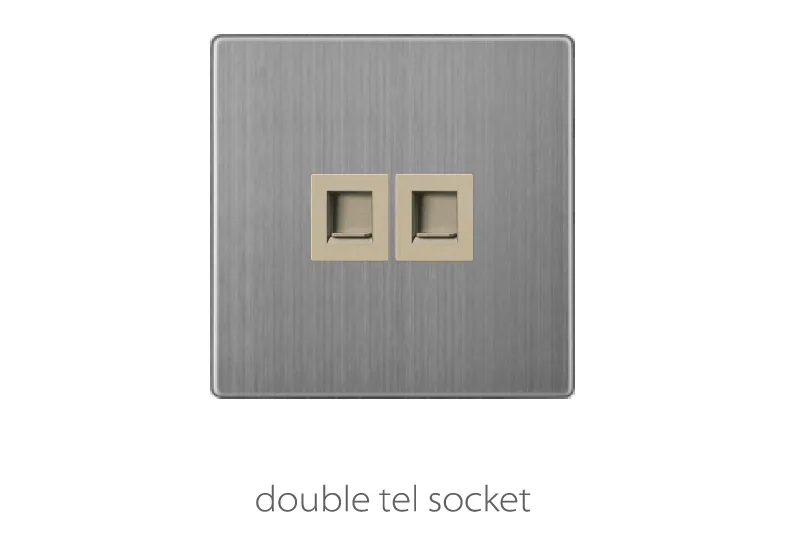 V3 golden stainless V3-027 double Tel Socket