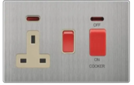 V3 golden stainless V3-042 45A cooker and 13A socket