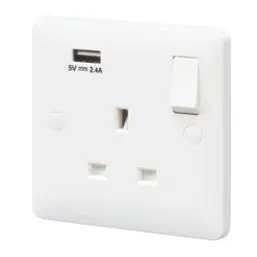 13A 1G SWITCHED SOCKET W/USB OUT 2100MA OX WHI - LITEX