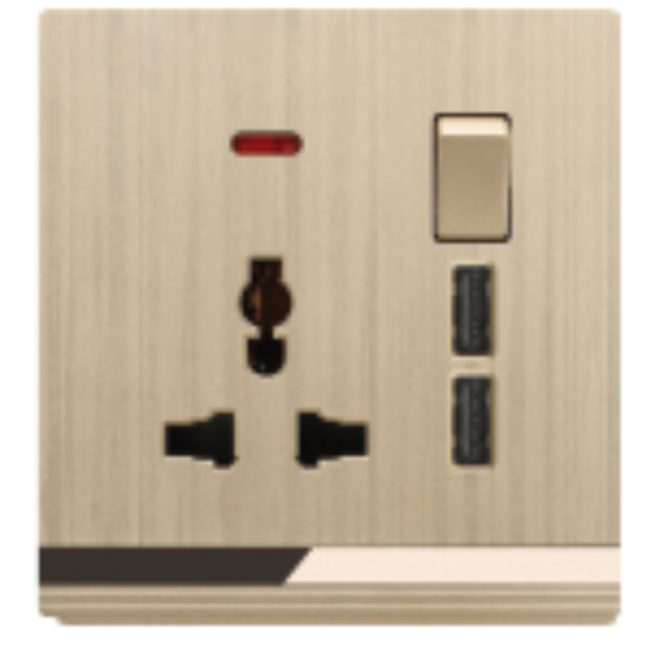 V5 Champaign Gold V5-036 single MF socket with 2 USB