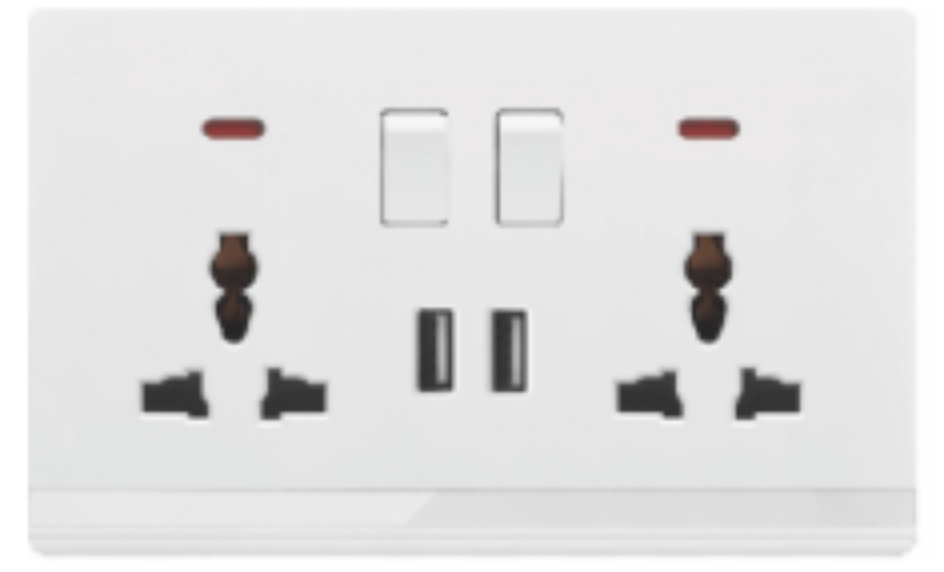 V5 Ivory V5-018 double MF switched socket with 2 USB