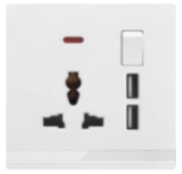 V5 Ivory V5-036 single MF socket with 2 USB