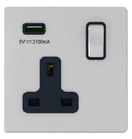 13A 1G SOCKET W/ USB OUTLET 2.1A - LITEX