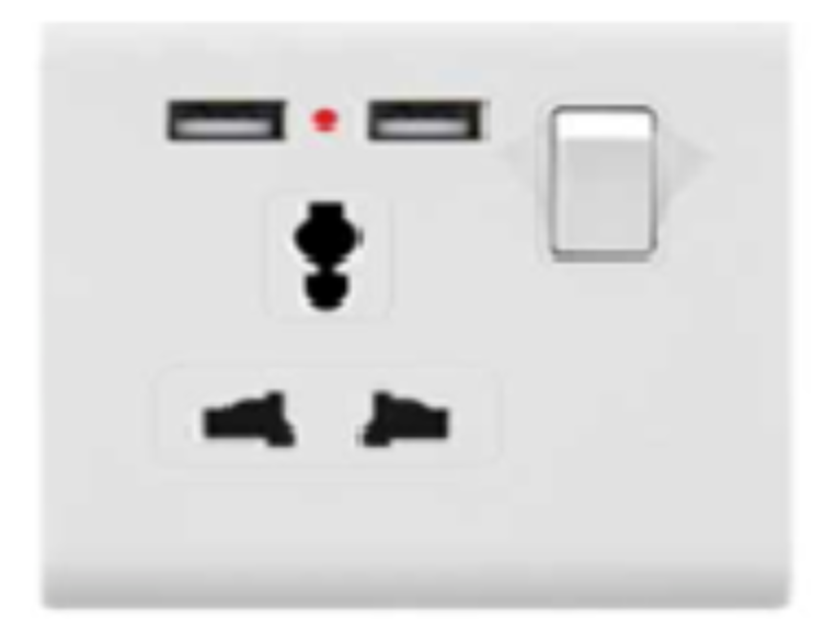 D1-021 1 gang multi socket and 2usb