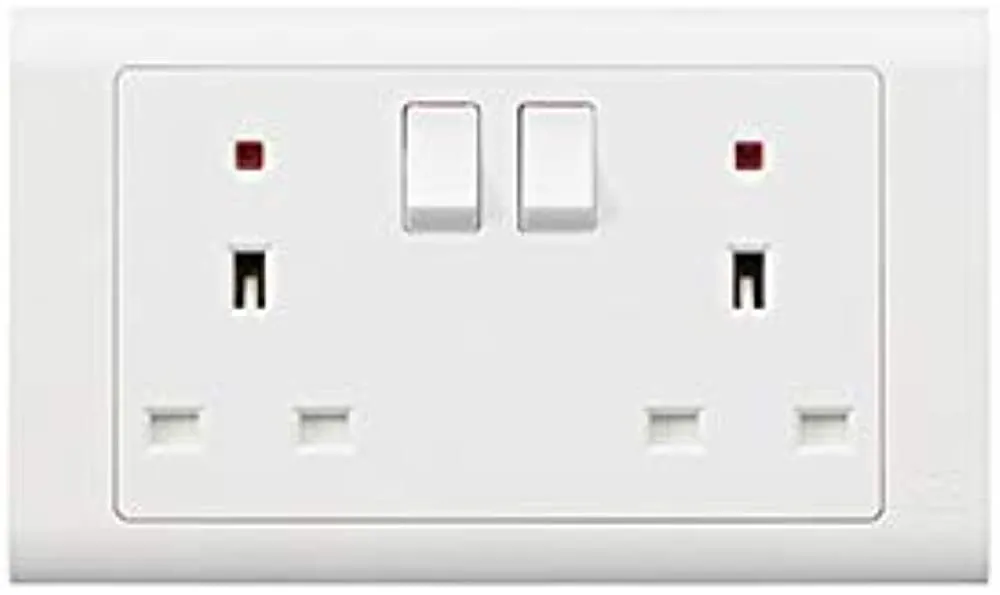 MK 13A 2G SP SWITCHED SOCKET WITH NEON WHI - MV2647WHI