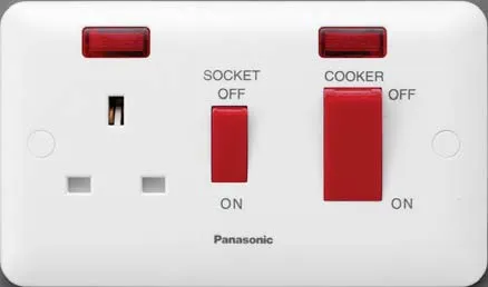 2G COOKER CONTROL UNIT (45A DP SWITCH+13A SOCKET) WITH INDICATOR WBC6120 - PANASONIC