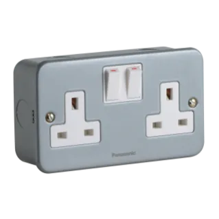 13A 2G DP SWITCHED SOCKET METAL CLAD WMC1212 - PANASONIC