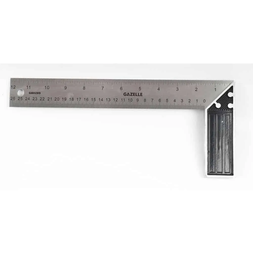 Gazelle 12 In. Aluminum Combination Square (300mm), Aluminum Alloy Handle, Stainless Steel Blade