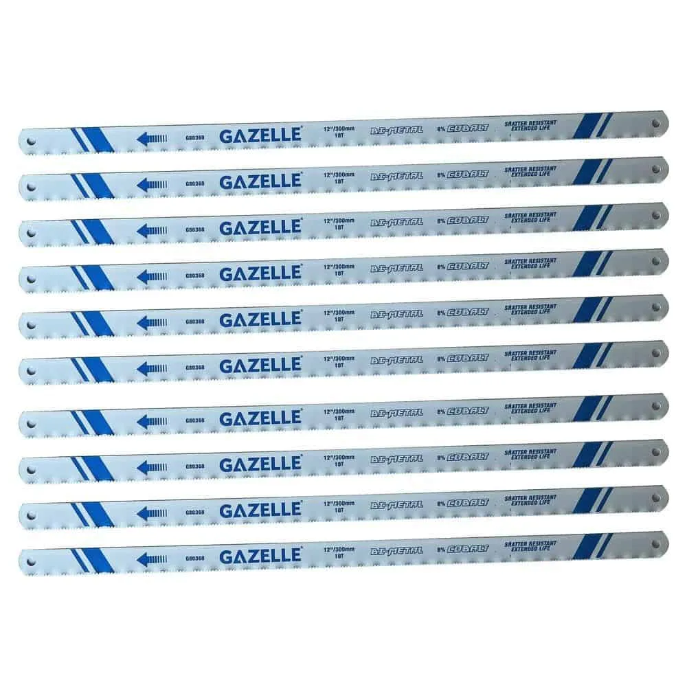 Gazelle 18T x 12 In. Bimetal Cobalt Hacksaw Blade (300mm), 100-Pieces, White