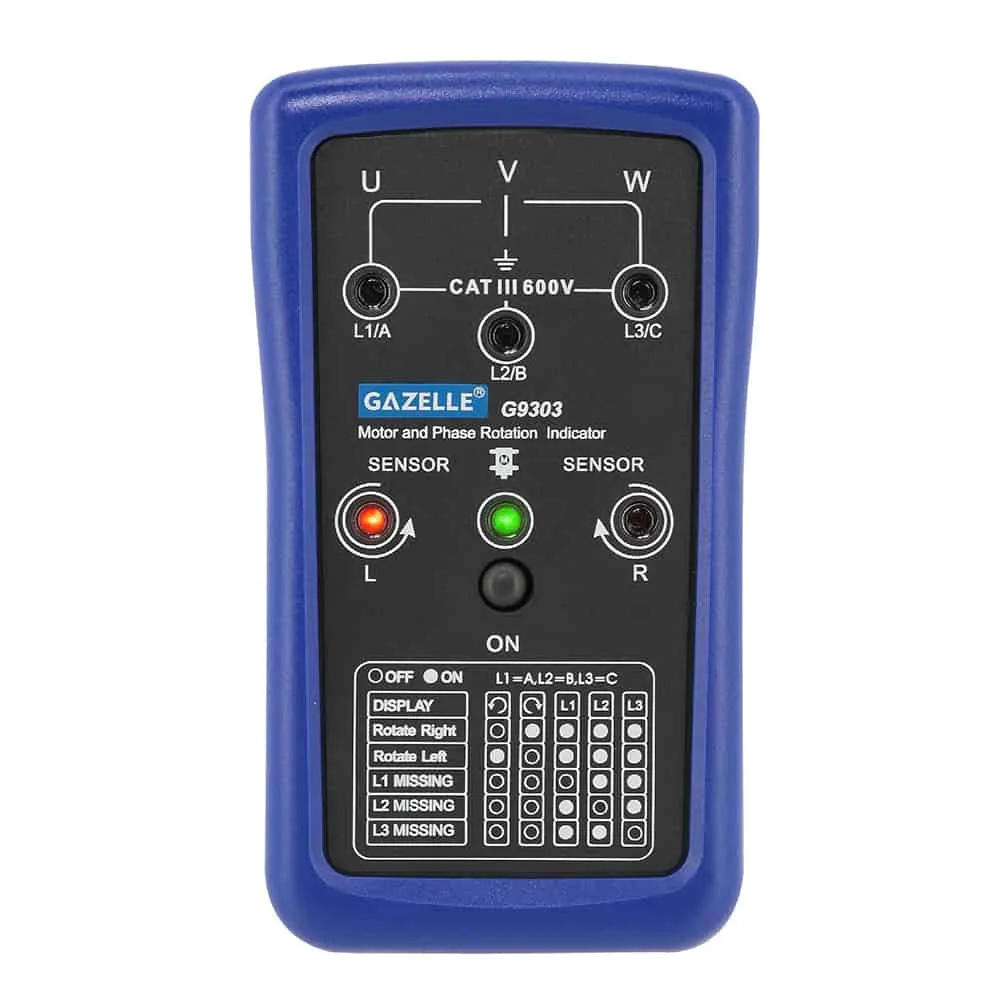 Gazelle Phase Sequence And Motor Rotation Indicator, 600V AC, 400Hz