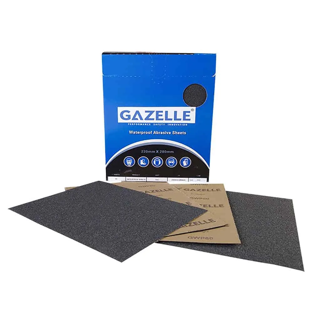 Gazelle 8x11 In. Waterproof Sandpaper Sheets, 180 Grit (Pack Of 50)