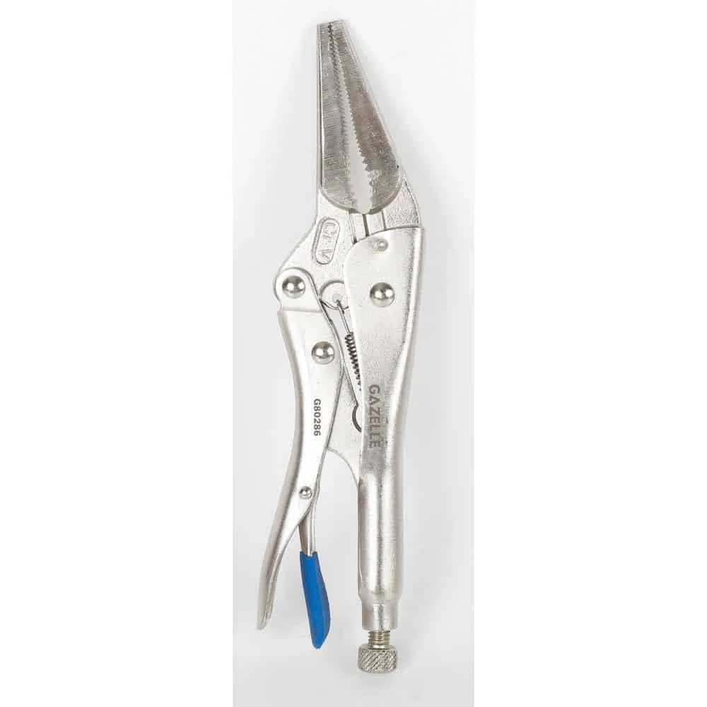 Gazelle 9 In. Straight Locking Plier (250mm), Long Nose, Cr-V Steel, Guarded Release, Easy Locking and Release Action